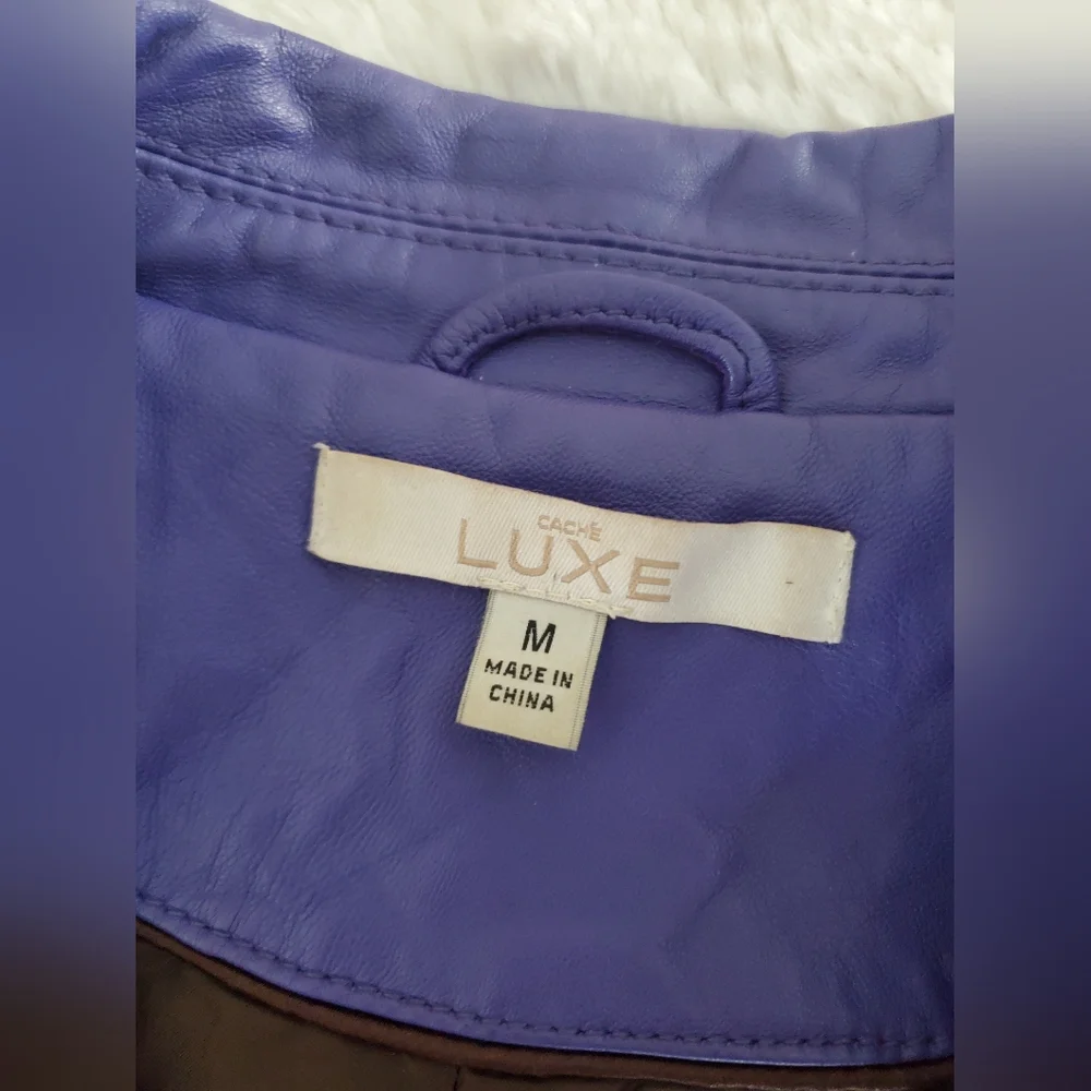 Purple 100% lambskin jacket CACHE LUXE, extremely soft, size M - Picture 14 of 16